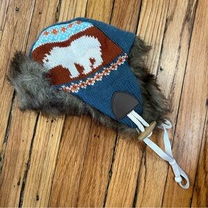 Dog Hat, Small /Medium, Knit Bear Design w/ Faux Fur